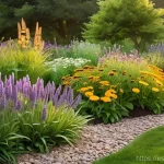Home 10 정원에서 다년생 식물의 기후 적응 전략 - **A Thriving, Biodiverse Perennial Garden in the Golden Hour**
A vibrant, lush perennial garden ...