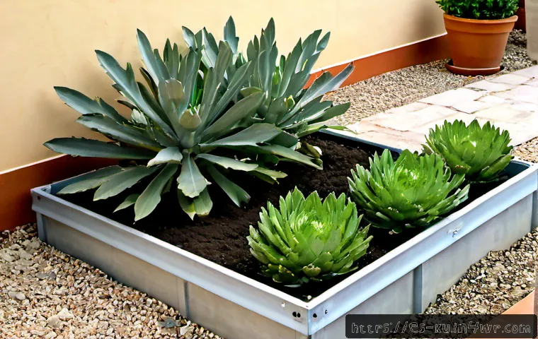 다년생 식용 정원에서의 배수 문제 해결법 - Photorealistic raised-bed perennial edible garden in a sunny Spanish Mediterranean backyard, showing...